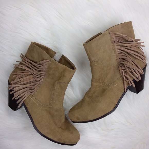 Maurices Shoes - Suede Leather Ankle Boots Fringe Boho Western